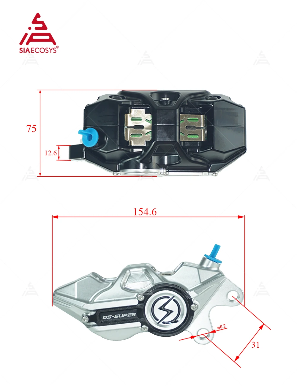 QS 4-Piston 220mm Forged Alumi - Forged Front Brake Caliper 4 Piston recension och pris